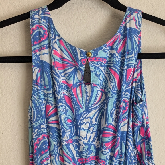 Lilly Pulitzer FT My Fans Long Maxi Dress Blue Pink Youth Kids L 10/12 - Picture 6 of 9